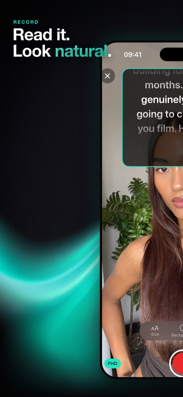 Teleprompter app overlay on the iPhone camera — read your script and look natural on video