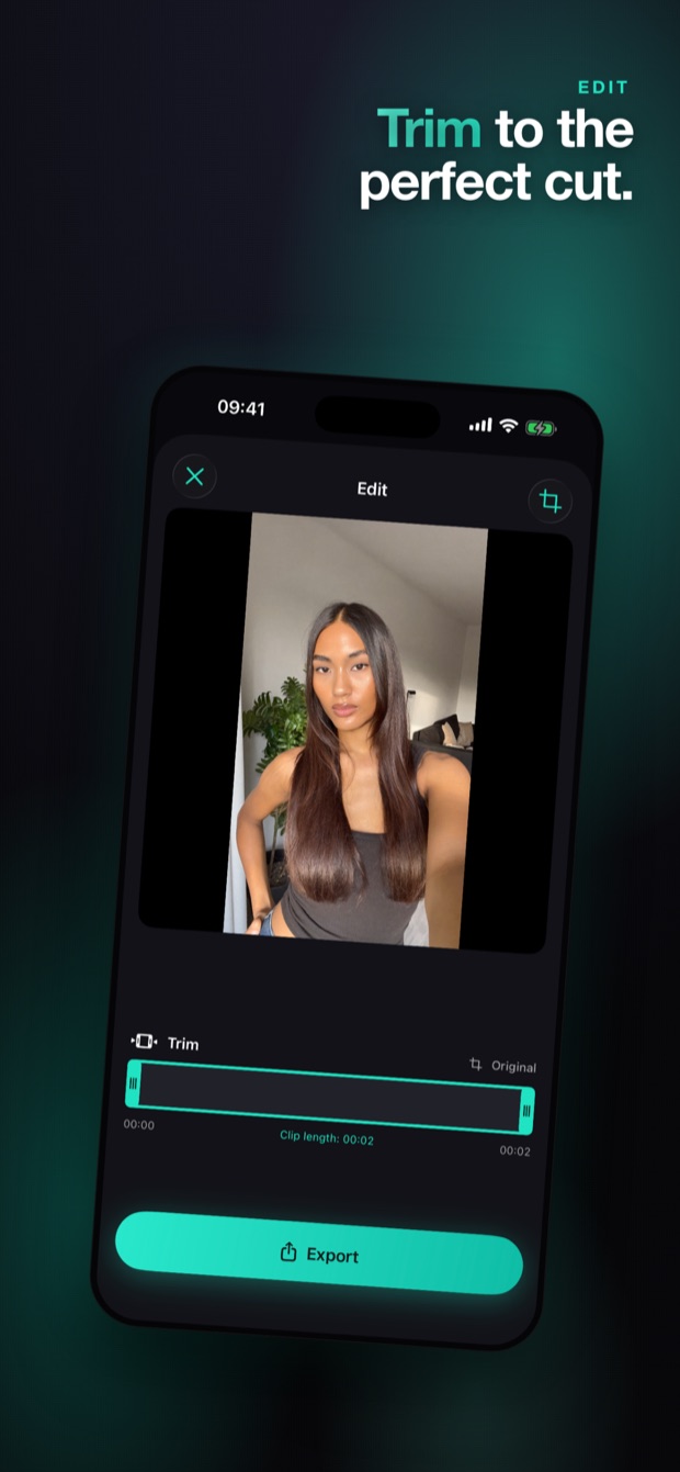 Trim talking-head video on a visual timeline and export from the teleprompter app